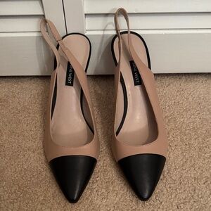 Nine West Black and Tan Slingback Heels